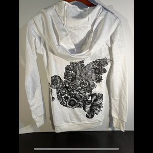NWOT Lauren Moshi Flower Dove Zip Up Hoodie White Size XS